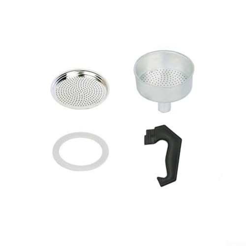 Ersatz-Zubehör-Set für Espresso-Kaffeekanne inkl. Griff, Trichter, Dichtung und Filter, passend für verschiedene Tassengrößen von 3 bis 12 Tassen (3 Tassen) von BildeeMait