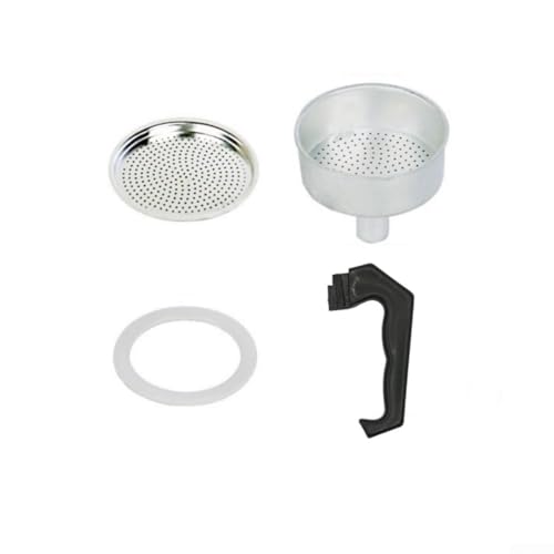 Ersatz-Zubehör-Set für Espresso-Kaffeekanne inkl. Griff, Trichter, Dichtung und Filter, passend für verschiedene Tassengrößen von 3 bis 12 Tassen (6 Tassen) von BildeeMait