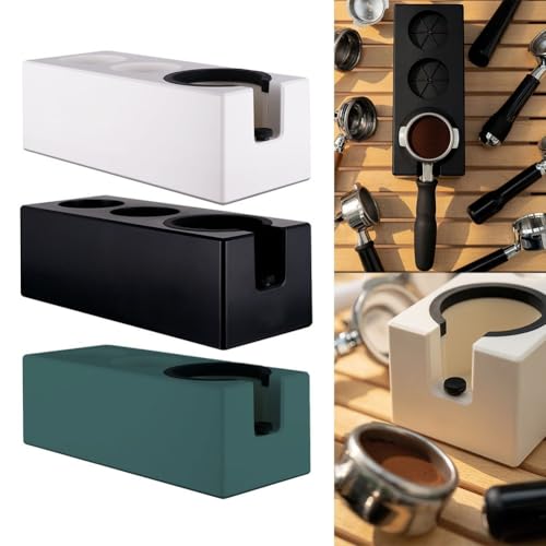 Espresso-Tamperstation mit höhenverstellbarer Schraube, passend für 51 mm, 53 mm und 58 mm Siebträger, rutschfestes und leicht zu reinigendes Design (weiß 58 mm) von BildeeMait