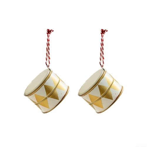 Nordische Weihnachtstrommel-Ornament, bunte Eisen-Weihnachtsdekoration für Baum oder Tischplatte, 7,6 x 10,2 x 10,2 cm, Design für saisonale Heim- und Einzelhandelsausstellung (C) von BildeeMait