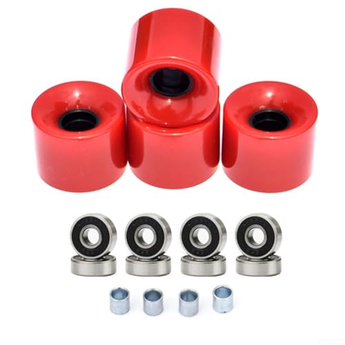 Verbessertes Skateboard-Erlebnis mit 4 Stück 60 x 45 mm 78A Rollen und ABEC9 Kugellagern und Abstandshaltern (rot) von BildeeMait