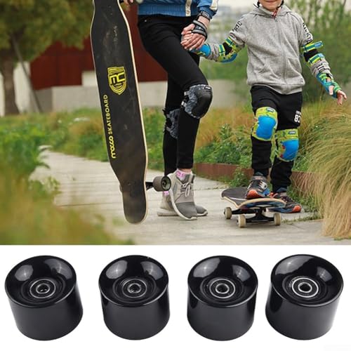 Verbessertes Skateboard-Erlebnis mit 4 Stück 60 x 45 mm 78A Rollen und ABEC9-Kugellagern und Abstandshaltern (schwarz) von BildeeMait