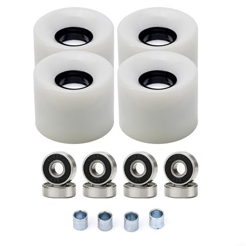 Verbessertes Skateboard-Erlebnis mit 4 Stück 60 x 45 mm 78A Rollen und ABEC9-Kugellagern und Abstandshaltern (weiß) von BildeeMait
