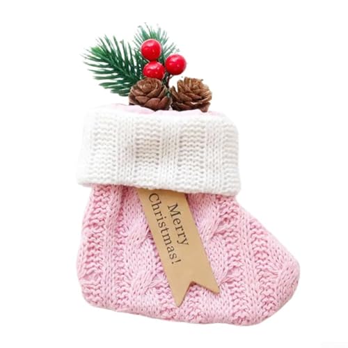 Weihnachtsstrumpf zum Aufhängen mit Glockenanhänger für Baum, Tür oder Auto, festliche Weihnachtssocken-Dekoration, verleiht Ihrem Zuhause saisonalen Charme und Freude (Rosa) von BildeeMait