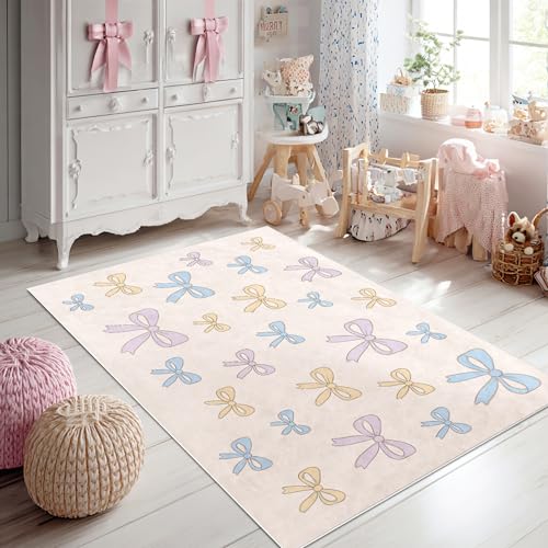Bildenly Teppich, 12,7 x 17,8 cm, mit Schleifenknotenmuster, waschbarer Teppich für Mädchenzimmer, rutschfest, kleines Wohnzimmer, Babybettteppich, Innenbereich, stilvolle Dekoration für Mädchen Bildenly Teppich, 12,7 x 17,8 cm, mit Schleifenknotenmuster, waschbarer Teppich für Mädchenzimmer, rutschfest, kleines Wohnzimmer, Babybettteppich, Innenbereich, stilvolle Dekoration für Mädchen von Bildenly