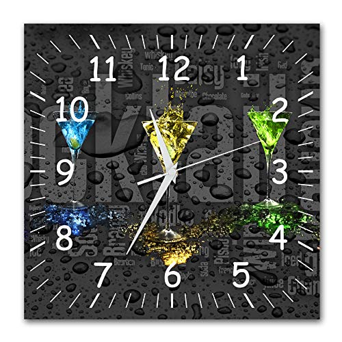 BM Funk Quarz Wanduhr Funkwanduhr Funkwanduhren Funkuhr Funkuhren kein Ticken lautlos geräuschlos leise modern ohne Tickgeräusche groÃŸ XXL Wohnzimmer Küche Cocktailgläser Bar 9387-1a WZ von Bilder-Manufaktur