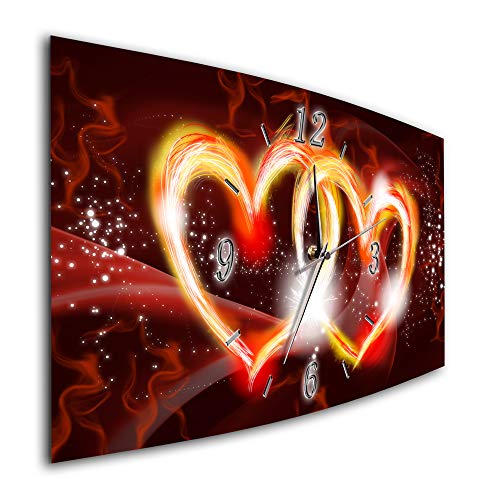 BM Funk Quarz Wanduhr Funkwanduhr Funkwanduhren Funkuhr Funkuhren kein Ticken lautlos geräuschlos leise modern ohne Tickgeräusche groÃŸ XXL Wohnzimmer Küche Herzen Herz Digital Art 7962-1a von Bilder-Manufaktur