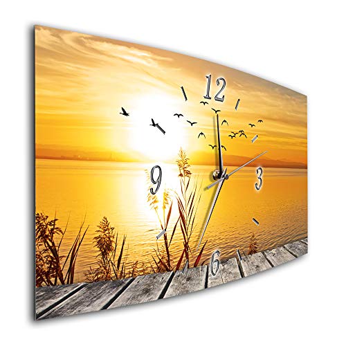 BM Funk Quarz Wanduhr Funkwanduhr Funkwanduhren Funkuhr Funkuhren kein Ticken lautlos geräuschlos leise modern ohne Tickgeräusche groÃŸ XXL Wohnzimmer Küche Meer Steeg Strand Natur 7986-2a von Bilder-Manufaktur