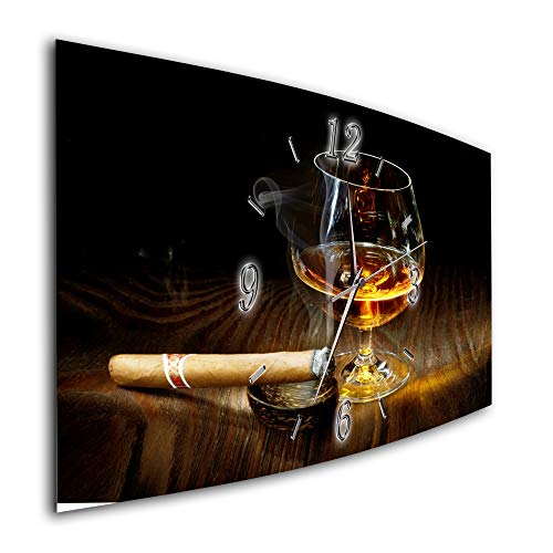BM Funk Quarz Wanduhr Funkwanduhr Funkwanduhren Funkuhr Funkuhren kein Ticken lautlos geräuschlos leise modern ohne Tickgeräusche groÃŸ XXL Wohnzimmer Küche Whiskey Zigarre Skat 7630-1a von Bilder-Manufaktur