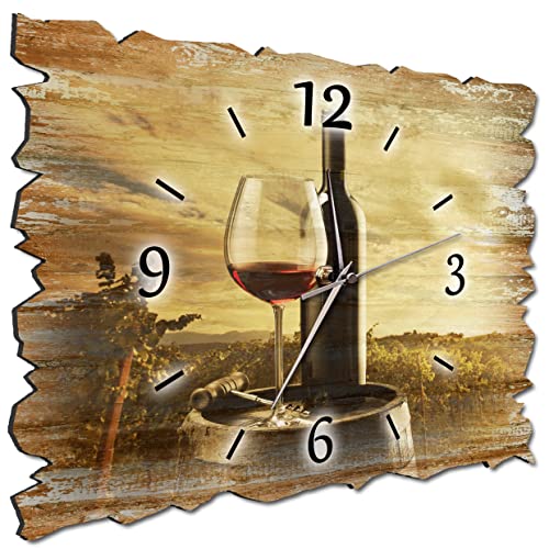 Bilder-Manufaktur BM Holz Funk Quarz Quarzwanduhr Wanduhr Funkwanduhr Funkwanduhren Funkuhr Funkuhren kein Ticken lautlos geräuschlos leise ohne Tickgeräusche groß XXL H3a-10241-funk von Bilder-Manufaktur