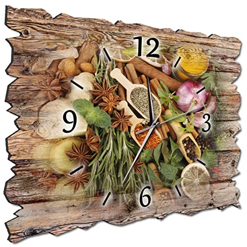 Bilder-Manufaktur BM Holz Funk Quarz Quarzwanduhr Wanduhr Funkwanduhr Funkwanduhren Funkuhr Funkuhren kein Ticken lautlos geräuschlos leise modern ohne Tickgeräusche groß XXL H1e-9705 von Bilder-Manufaktur