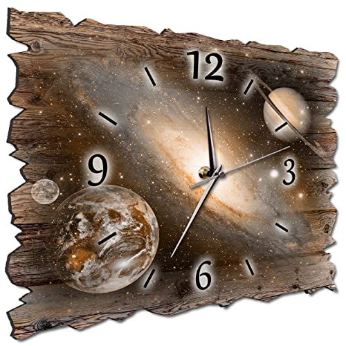 Bilder-Manufaktur BM Holz Funk Quarz Quarzwanduhr Wanduhr Funkwanduhr Funkwanduhren Funkuhr Funkuhren kein Ticken lautlos geräuschlos leise modern ohne Tickgeräusche groß XXL H1e-9844 von Bilder-Manufaktur