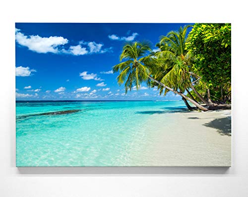 Atemberaubendes Bild Strand & Palmen am Meer - als 180x120cm große XXL Leinwand. Tolles Wandbild als Hintergrund und Deko für Wohnzimmer & Schlafzimmer. Fertig aufgespannt auf 4cm Holz-Keilrahmen Atemberaubendes Bild Strand & Palmen am Meer - als 180x120cm große XXL Leinwand. Tolles Wandbild als Hintergrund und Deko für Wohnzimmer & Schlafzimmer. Fertig aufgespannt auf 4cm Holz-Keilrahmen von BilderKing