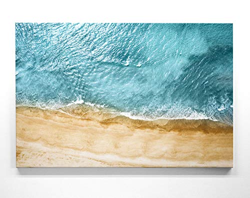 Atemberaubendes Leinwand-Bild Strand von Oben - als 120x80cm großes XXL Wandbild, toll als Hintergrund & Deko für Wohnzimmer & Schlafzimmer. Fertig aufgespannt auf 4cm Holz-Keilrahmen von BilderKing