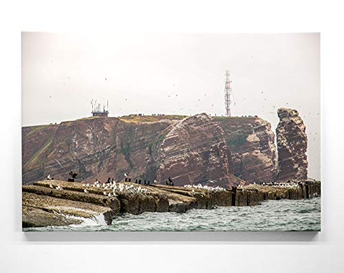 Atemberaubendes Nordsee Bild als Panorama Leinwand 150x50cm, Motiv Lange Anna Helgoland. EIN einzigartiges XXL Wandbild als Deko für Wohnzimmer, Schlafzimmer, Küche. Aufgespannt auf Holzrahmen von BilderKing
