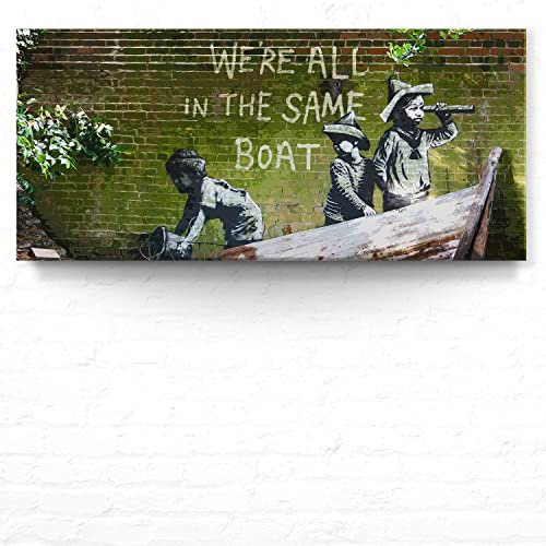 Banksy Art Graffiti Leinwand-Bild, in the same Boat als Wandbild, 110x50cm cm groß, Street Art Banksy-Style als Kunstdruck zur Wand-Deko. Coole Banksy Wandbilder für Wohnzimmer, Büro Banksy Art Graffiti Leinwand-Bild, in the same Boat als Wandbild, 110x50cm cm groß, Street Art Banksy-Style als Kunstdruck zur Wand-Deko. Coole Banksy Wandbilder für Wohnzimmer, Büro von BilderKing