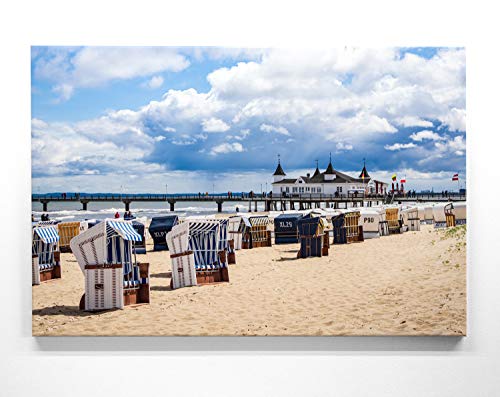 BilderKing Atemberaubendes Ostsee XXL Leinwandbild 120 x 90cm, Motiv Usedom, Ahlbeck, Seebrücke, Strandkorb. Einzigartiges Panoramabild für Wohnzimmer, Schlafzimmer. aufgespannt auf 4cm Keilrahmen BilderKing Atemberaubendes Ostsee XXL Leinwandbild 120 x 90cm, Motiv Usedom, Ahlbeck, Seebrücke, Strandkorb. Einzigartiges Panoramabild für Wohnzimmer, Schlafzimmer. aufgespannt auf 4cm Keilrahmen von BilderKing