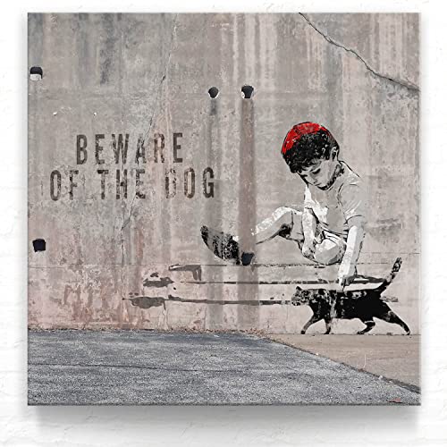 Leinwandbild Banksy Art, Kid-Cat als Quadratisches Kunstdruck 30x30cm - Street Art im Banksy-Style zur Wand-Deko für Wohnzimmer, Büro Leinwandbild Banksy Art, Kid-Cat als Quadratisches Kunstdruck 30x30cm - Street Art im Banksy-Style zur Wand-Deko für Wohnzimmer, Büro von BilderKing