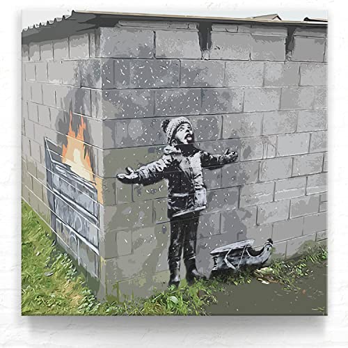 Leinwandbild Banksy Art, Poor Snow - Street Art Kunstdruck Als Wand-Deko - 30x30cm Groß - Abstrakte Wandbilder für Wohnzimmer, Büro Leinwandbild Banksy Art, Poor Snow - Street Art Kunstdruck Als Wand-Deko - 30x30cm Groß - Abstrakte Wandbilder für Wohnzimmer, Büro von BilderKing