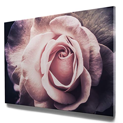 Rosenbild im Groß-Format 120x80cm, Rosen rosa Vintage - als großes XXL Leinwandbild. Wandbild als Hintergrund und Deko für Wohnzimmer & Schlafzimmer. Aufgespannt auf Holzrahmen von BilderKing