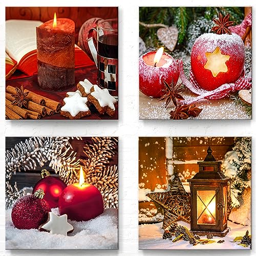 Wand-Bilder Leinwand, 4er Set B - 50x50cm je Motiv. Dekorative Bilder mit Weihnachten Motiven für Wohnzimmer, Esszimmer, Flur. Moderner Kunstdruck auf Leinwand. Aufhängefertig Wand-Bilder Leinwand, 4er Set B - 50x50cm je Motiv. Dekorative Bilder mit Weihnachten Motiven für Wohnzimmer, Esszimmer, Flur. Moderner Kunstdruck auf Leinwand. Aufhängefertig von BilderKing