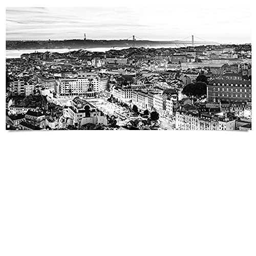 Wandbild Skyline Lissabon schwarz/weiß - 120cm x 60cm Poster Glanz Wandbild Skyline Lissabon schwarz/weiß - 120cm x 60cm Poster Glanz von BilderKing