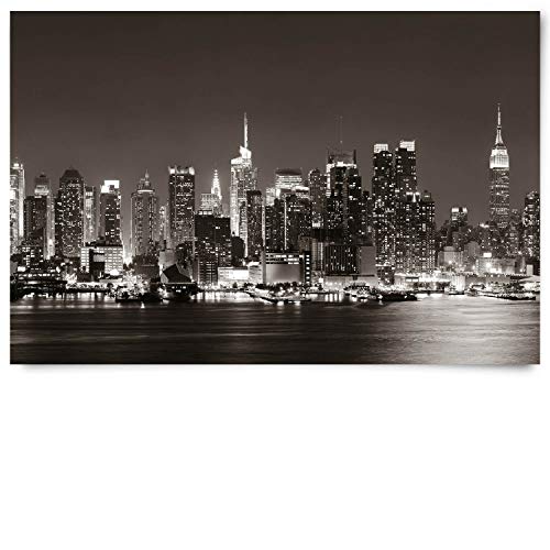 Wandbild Skyline New York Manhatten Night - 90cm x 60cm Poster matt Wandbild Skyline New York Manhatten Night - 90cm x 60cm Poster matt von BilderKing