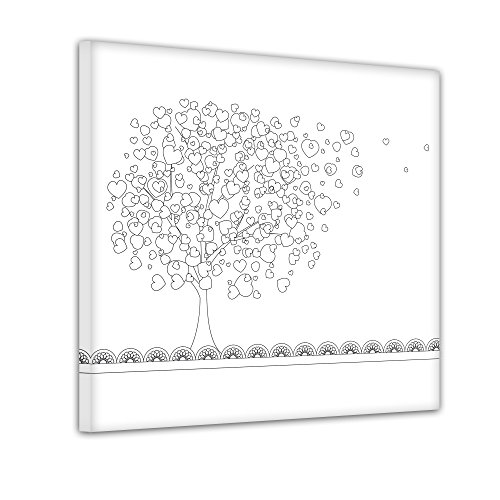 Bilderdepot24 Baum aus Herzen II - Ausmalbild auf Leinwand, aufgespannt auf Rahmen - Quadrat-Format - 50x50 cm von Bilderdepot24