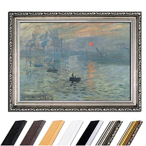 Bild mit Rahmen - Claude Monet Impression - Sonnenaufgang 110x85 cm - Gerahmtes Leinwandbild Alte Meister - Antiker Rahmen Silber Barock, Klassisch Bild mit Rahmen - Claude Monet Impression - Sonnenaufgang 110x85 cm - Gerahmtes Leinwandbild Alte Meister - Antiker Rahmen Silber Barock, Klassisch von Bilderdepot24