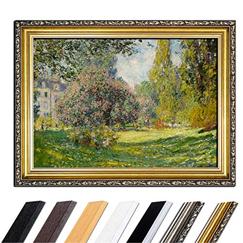 Bild mit Rahmen - Claude Monet Parc Monceau 110x85 cm - Gerahmtes Leinwandbild Alte Meister - Antiker Rahmen Gold Barock, Klassisch von Bilderdepot24