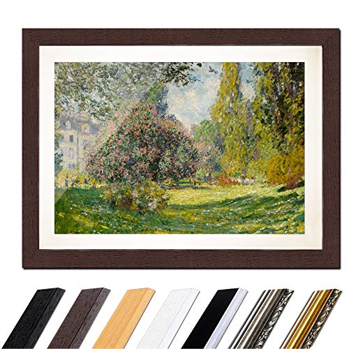 Bild mit Rahmen - Claude Monet Parc Monceau 40x30 cm ca. A3 - Gerahmter Kunstdruck inkl. Galerie Passepartout Alte Meister - Rahmen wenge von Bilderdepot24