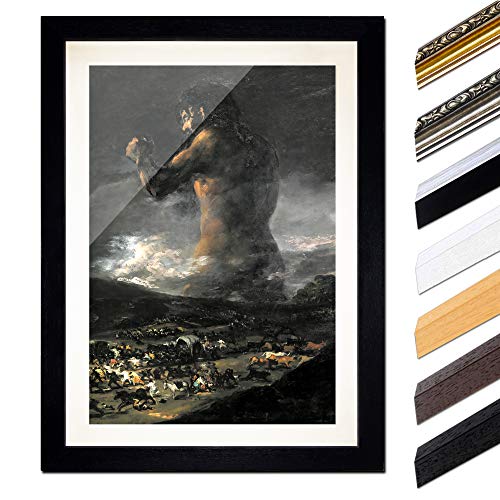 Bild mit Rahmen - Francisco de Goya Der Koloss 40x60 cm ca. A2 - Gerahmter Kunstdruck inkl. Galerie Passepartout Alte Meister - Rahmen schwarz von Bilderdepot24