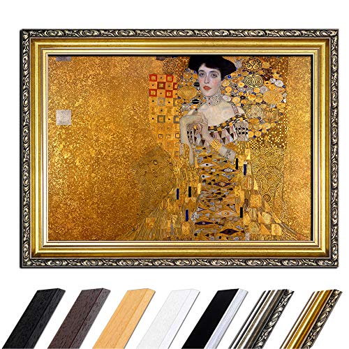 Bild mit Rahmen - Gustav Klimt Adele Bloch - Bauer I 110x85 cm - Gerahmtes Leinwandbild Alte Meister - Antiker Rahmen Gold Barock, Klassisch von Bilderdepot24