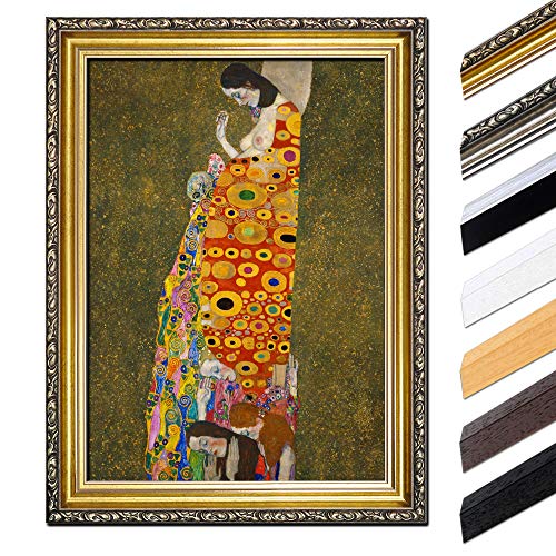 Bild mit Rahmen - Gustav Klimt Die Hoffnung II 60x80 cm - Gerahmtes Leinwandbild Alte Meister - Antiker Rahmen Gold Barock, Klassisch von Bilderdepot24