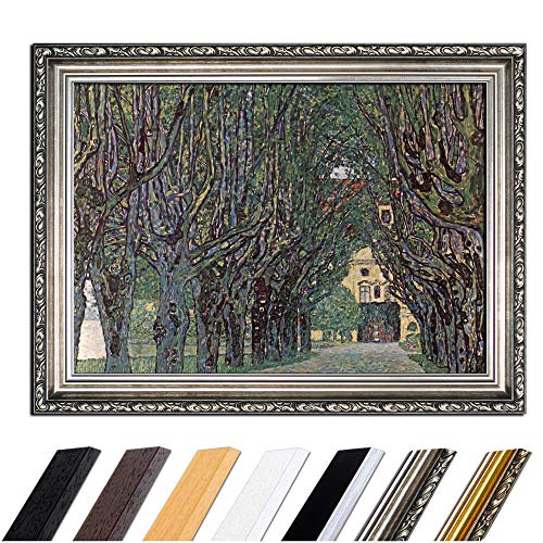 Bild mit Rahmen - Gustav Klimt Weg im Park von Schloss Kammer 80x60 cm - Gerahmtes Leinwandbild Alte Meister - Antiker Rahmen Silber Barock, Klassisch Bild mit Rahmen - Gustav Klimt Weg im Park von Schloss Kammer 80x60 cm - Gerahmtes Leinwandbild Alte Meister - Antiker Rahmen Silber Barock, Klassisch von Bilderdepot24