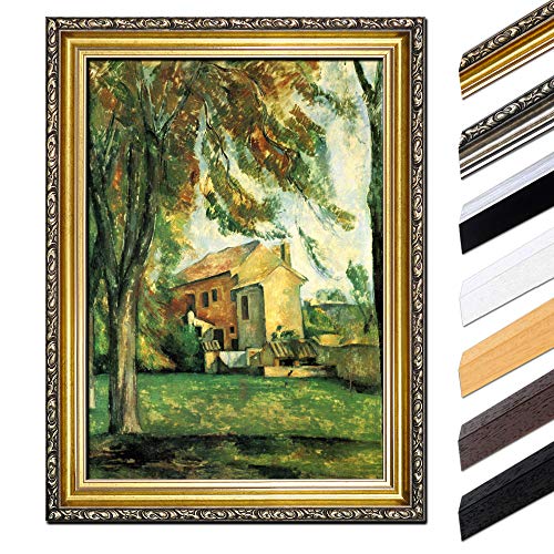 Bild mit Rahmen - Paul Cézanne Jas de Bouffan 40x50 cm - Gerahmtes Leinwandbild Alte Meister - Antiker Rahmen Gold Barock, Klassisch von Bilderdepot24