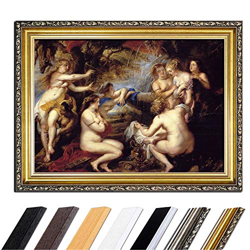 Bild mit Rahmen - Peter Paul Rubens Diana und Kallisto 80x60 cm - Gerahmtes Leinwandbild Alte Meister - Antiker Rahmen Gold Barock, Klassisch von Bilderdepot24