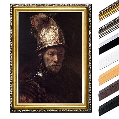 Bild mit Rahmen - Rembrandt Der Mann mit dem Goldhelm 40x50 cm - Gerahmtes Leinwandbild Alte Meister - Antiker Rahmen Gold Barock, Klassisch Bild mit Rahmen - Rembrandt Der Mann mit dem Goldhelm 40x50 cm - Gerahmtes Leinwandbild Alte Meister - Antiker Rahmen Gold Barock, Klassisch von Bilderdepot24
