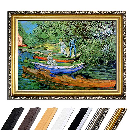 Bild mit Rahmen - Vincent van Gogh Boote am Ufer der Oise 110x85 cm - Gerahmtes Leinwandbild Alte Meister - Antiker Rahmen Gold Barock, Klassisch Bild mit Rahmen - Vincent van Gogh Boote am Ufer der Oise 110x85 cm - Gerahmtes Leinwandbild Alte Meister - Antiker Rahmen Gold Barock, Klassisch von Bilderdepot24