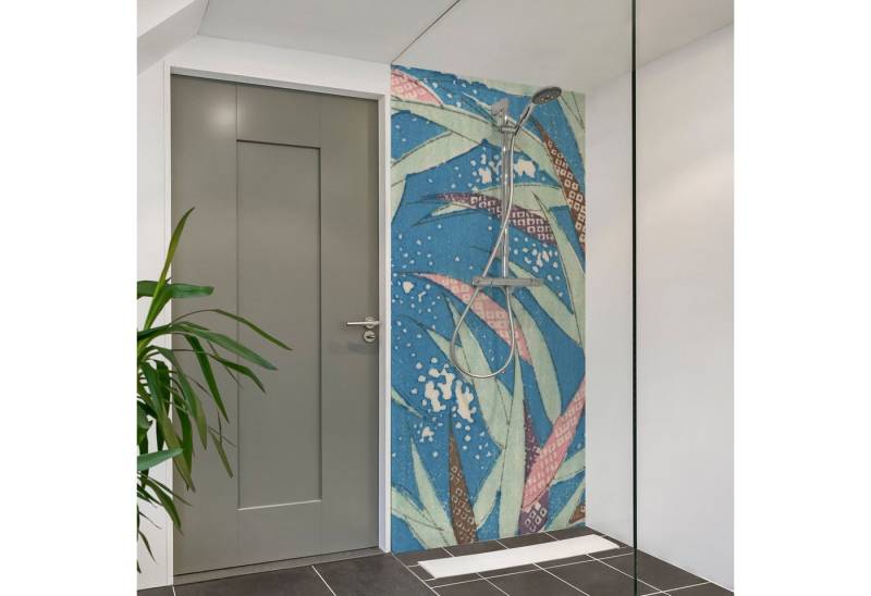 Bilderdepot24 Badrückwand Aquarell blau Duschrückwand ohne Bohren Dusche, (1-tlg., Hart-Folie Premium matt 0,61 mm), fugenlose & wasserfeste Motiv Rückwand Wandverkleidung für Duschkabine von Bilderdepot24
