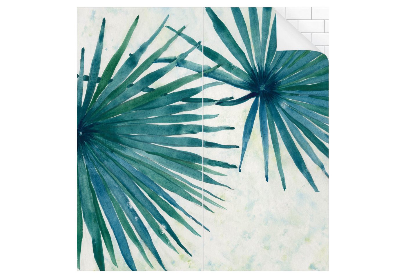 Bilderdepot24 Badrückwand Aquarell blau Duschrückwand ohne Bohren Dusche Blumen, (Hartfolie matt » Selbstklebend PREMIUM 0,61 mm), fugenlose & wasserfeste Motiv Rückwand Wandverkleidung für Duschkabine von Bilderdepot24