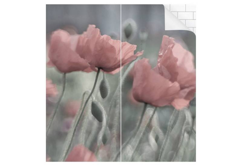 Bilderdepot24 Badrückwand Blumen rosa Duschrückwand ohne Bohren Dusche, (Hartfolie matt » Selbstklebend SMART 0,35 mm), fugenlose & wasserfeste Motiv Rückwand Wandverkleidung für Duschkabine von Bilderdepot24