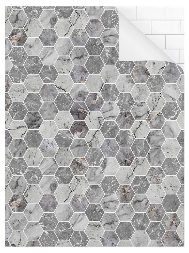 Bilderdepot24 Badrückwand Fliesenoptik grau Duschrückwand ohne Bohren Dusche, (Hartfolie matt » Selbstklebend SMART 0,35 mm), fugenlose & wasserfeste Motiv Rückwand Wandverkleidung für Duschkabine von Bilderdepot24
