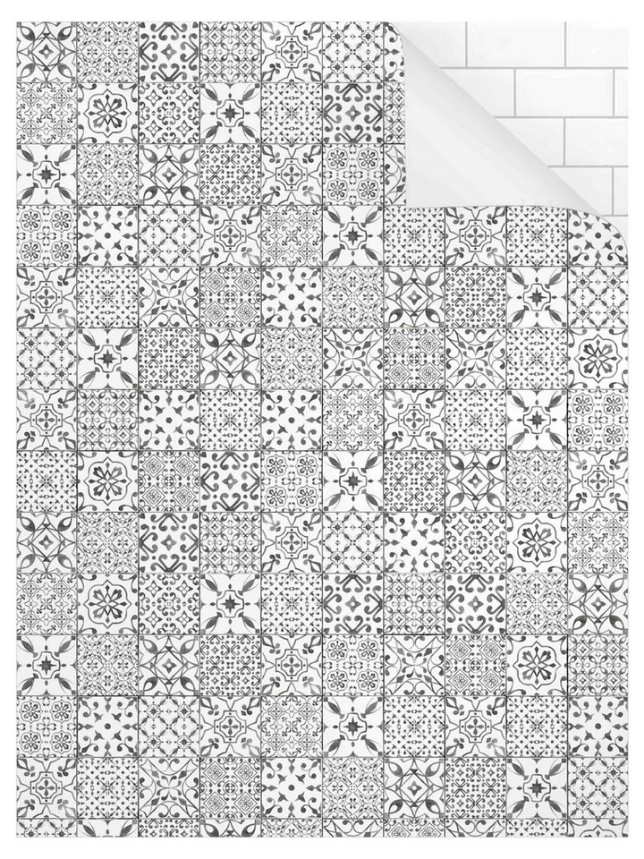 Bilderdepot24 Badrückwand Fliesenoptik grau Duschrückwand ohne Bohren Dusche, (Hartfolie matt » Selbstklebend SMART 0,35 mm), fugenlose & wasserfeste Motiv Rückwand Wandverkleidung für Duschkabine von Bilderdepot24