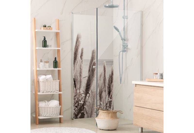 Bilderdepot24 Badrückwand Landhausstil beige Duschrückwand ohne Bohren Tropisch, (1-tlg., Hart-Folie Premium matt 0,61 mm), fugenlose & wasserfeste Motiv Rückwand Wandverkleidung für Duschkabine von Bilderdepot24