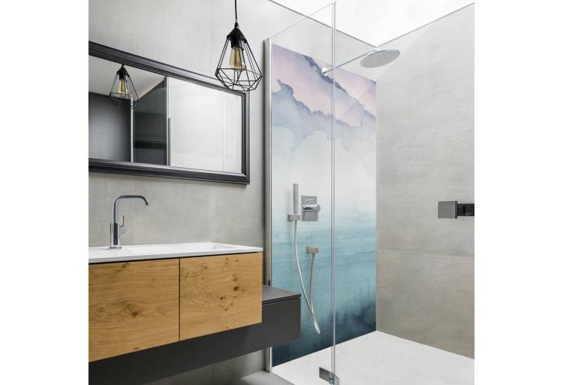Bilderdepot24 Badrückwand Strand türkis Duschrückwand ohne Bohren Dusche Natur, (1-tlg., Hart-Folie Premium matt 0,61 mm), fugenlose & wasserfeste Motiv Rückwand Wandverkleidung für Duschkabine von Bilderdepot24