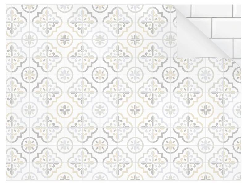 Bilderdepot24 Badrückwand beige fugenlose Wandverkleidung Bad Abstrakt, (Hartfolie matt » Selbstklebend SMART 0,35 mm), wasserfestes Wandpaneel Geometrische Fliesen Asti von Bilderdepot24