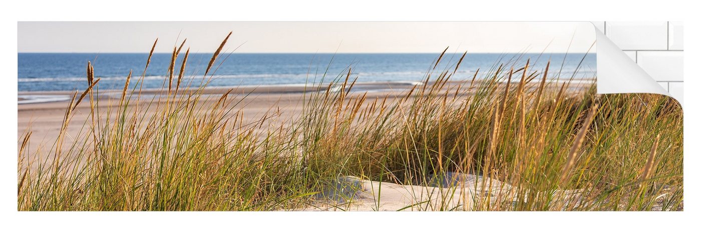 Bilderdepot24 Badrückwand beige fugenlose Wandverkleidung Bad mit Motiv, (Hartfolie matt » Selbstklebend SMART 0,35 mm), wasserfestes Wandpaneel Stranddüne Meer von Bilderdepot24