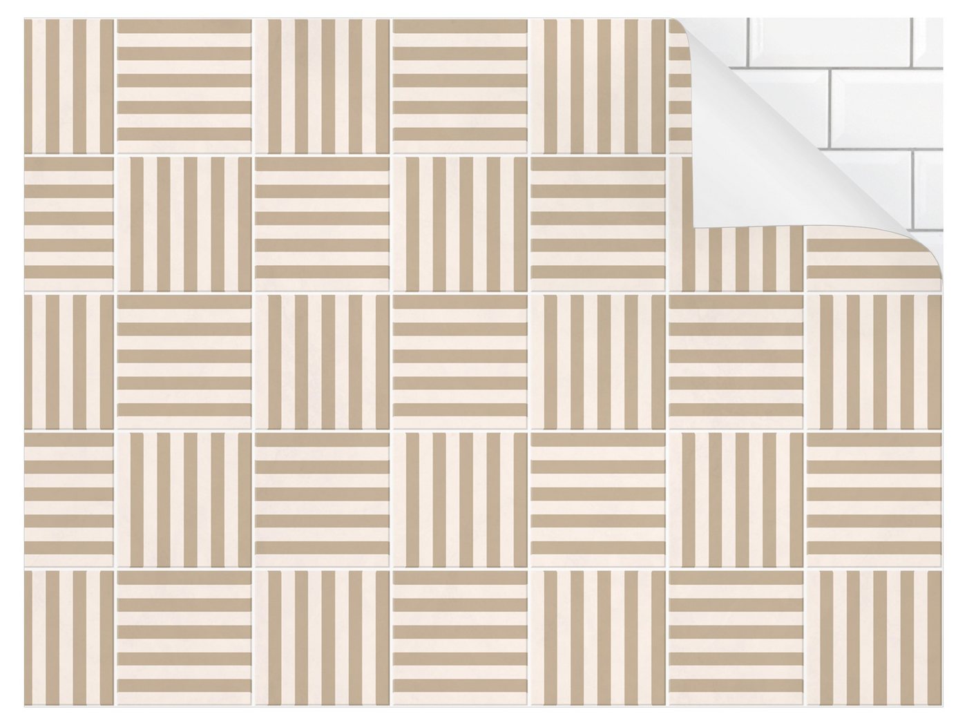 Bilderdepot24 Badrückwand beige fugenlose Wandverkleidung Bad modern, (Hartfolie matt » Selbstklebend SMART 0,35 mm), wasserfestes Wandpaneel Fliesen Streifen Beige von Bilderdepot24