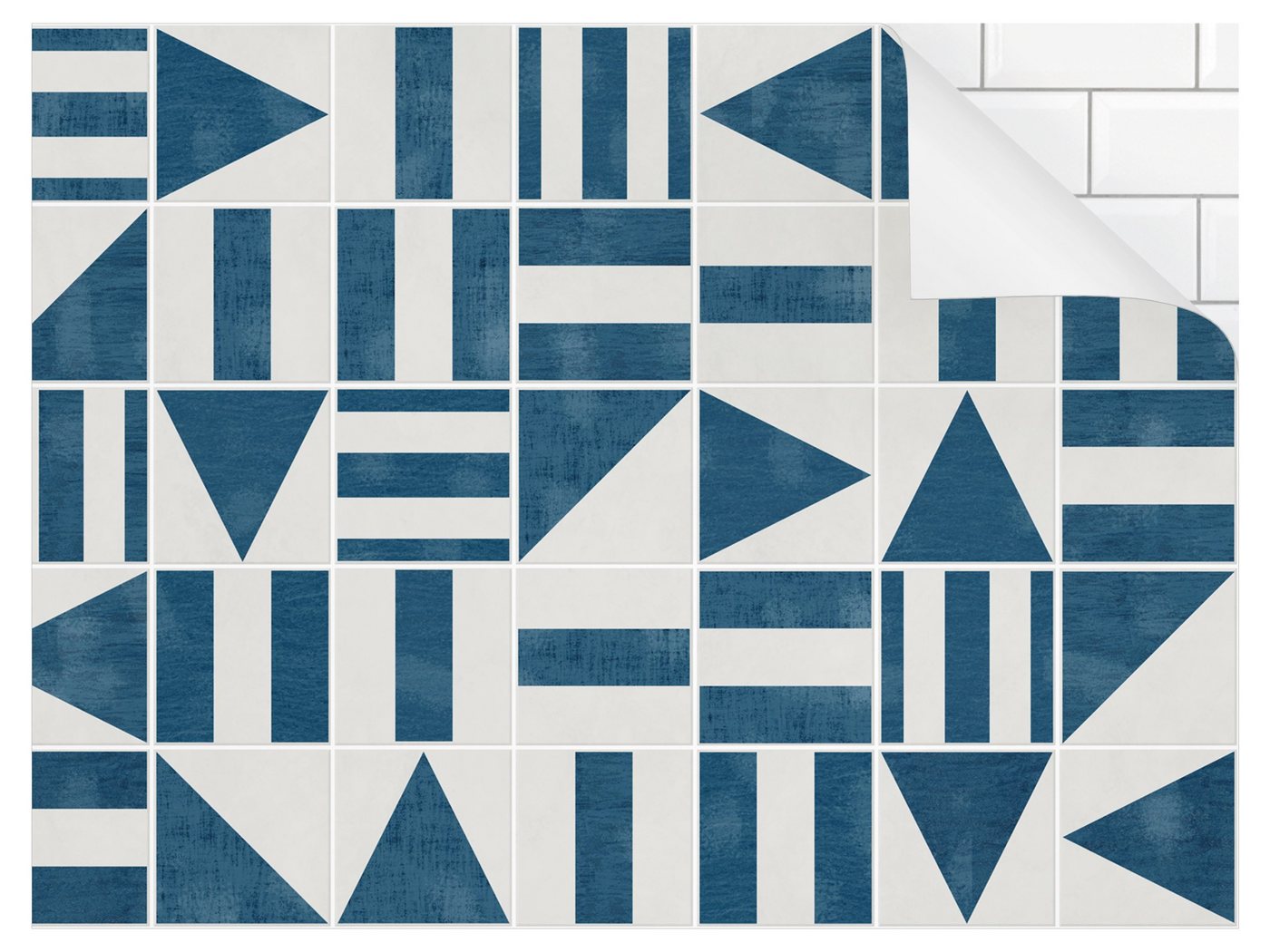 Bilderdepot24 Badrückwand blau fugenlose Wandverkleidung Bad Abstrakt, (Hartfolie matt » Selbstklebend SMART 0,35 mm), wasserfestes Wandpaneel geometrischen Formen Blau Shabby von Bilderdepot24